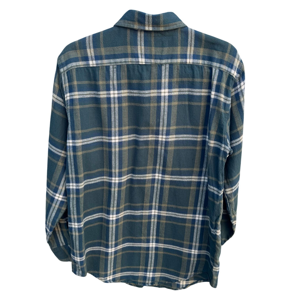 Arrow Vintage Mens Grunge Green Plaid Button-Up Shirt Long Sleeve Cotton M