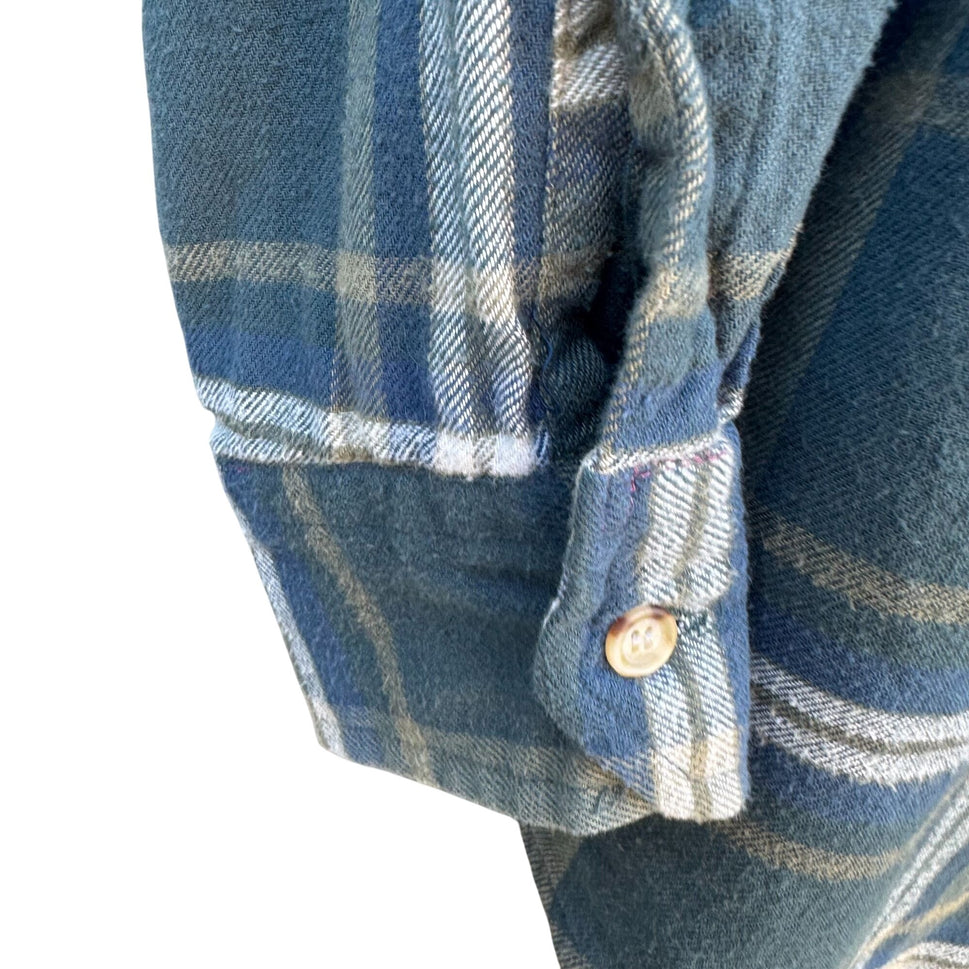 Arrow Vintage Mens Grunge Green Plaid Button-Up Shirt Long Sleeve Cotton M