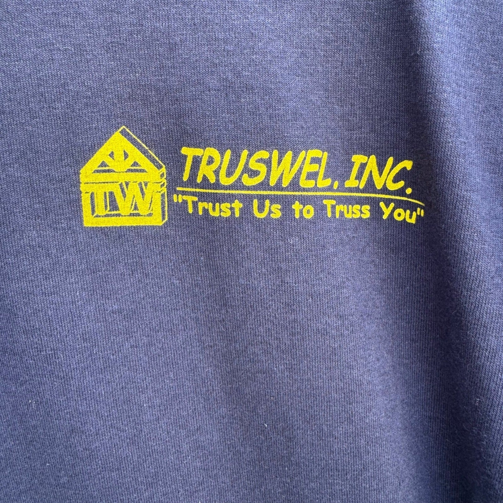 Truswel Trust Us To Truss You Vintage Navy Graphic Polo Shirt Mens L Workwear