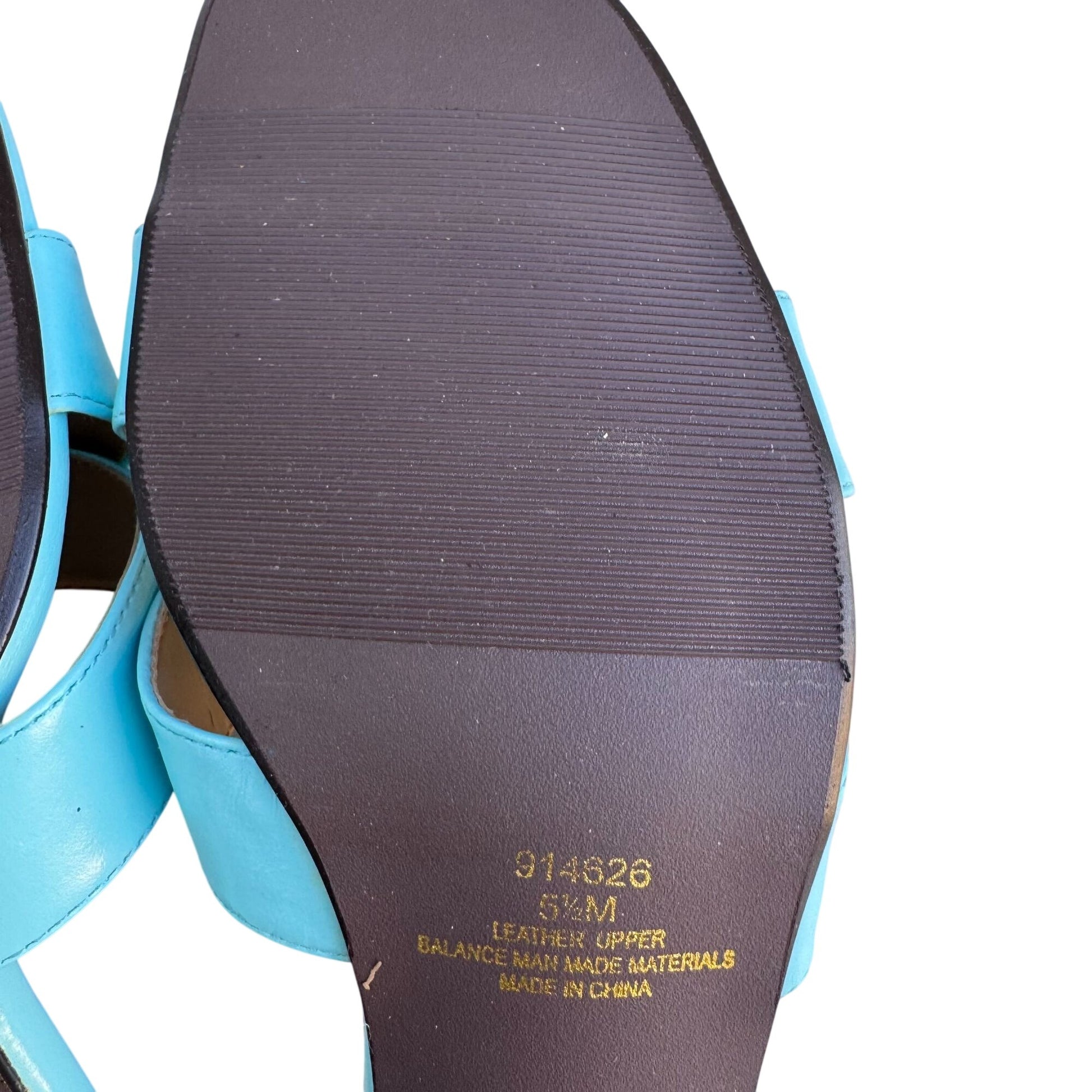 Terry Lewis Classic Luxuries Leather Heeled Sandals 5.5M Light Blue New With Box