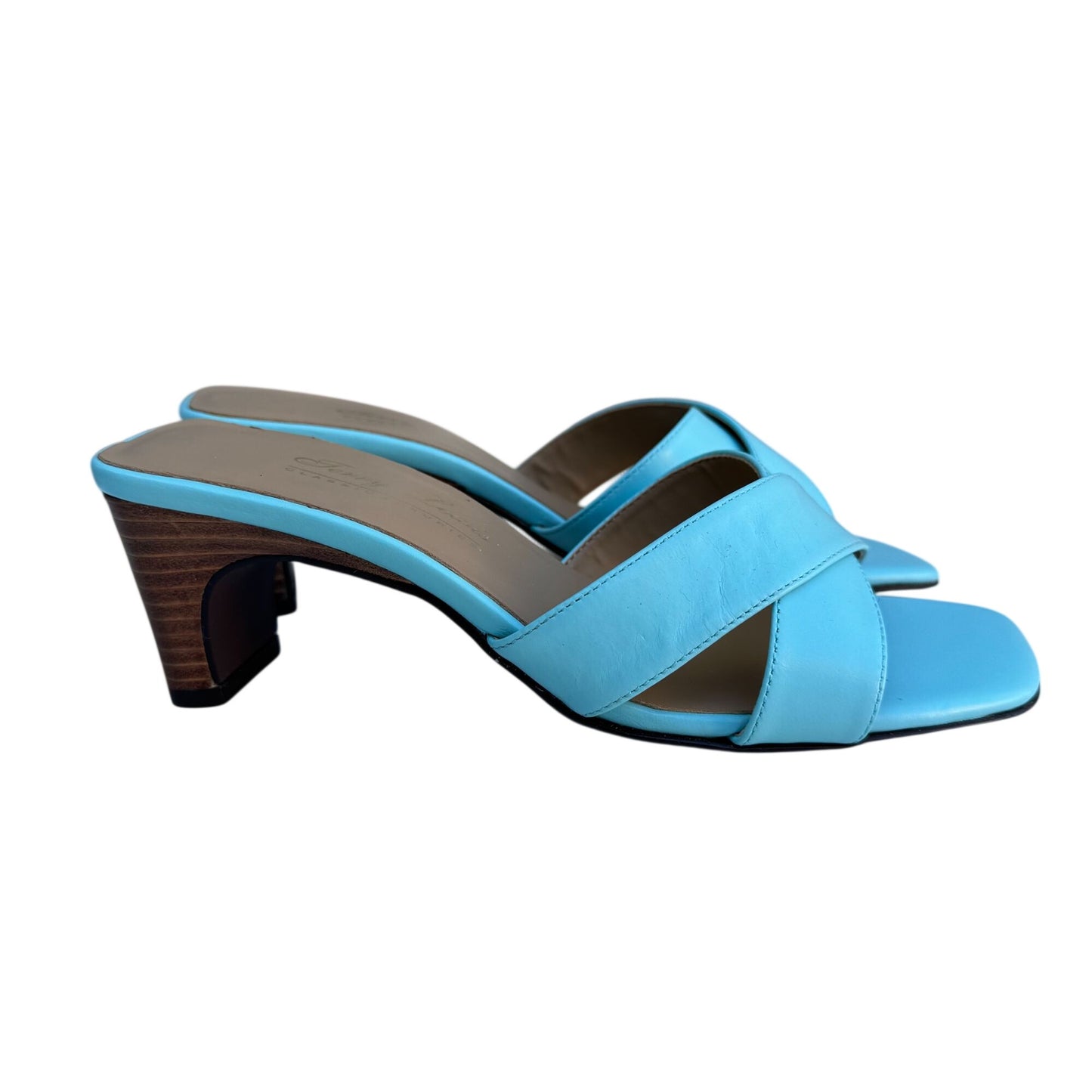 Terry Lewis Classic Luxuries Leather Heeled Sandals 5.5M Light Blue New With Box