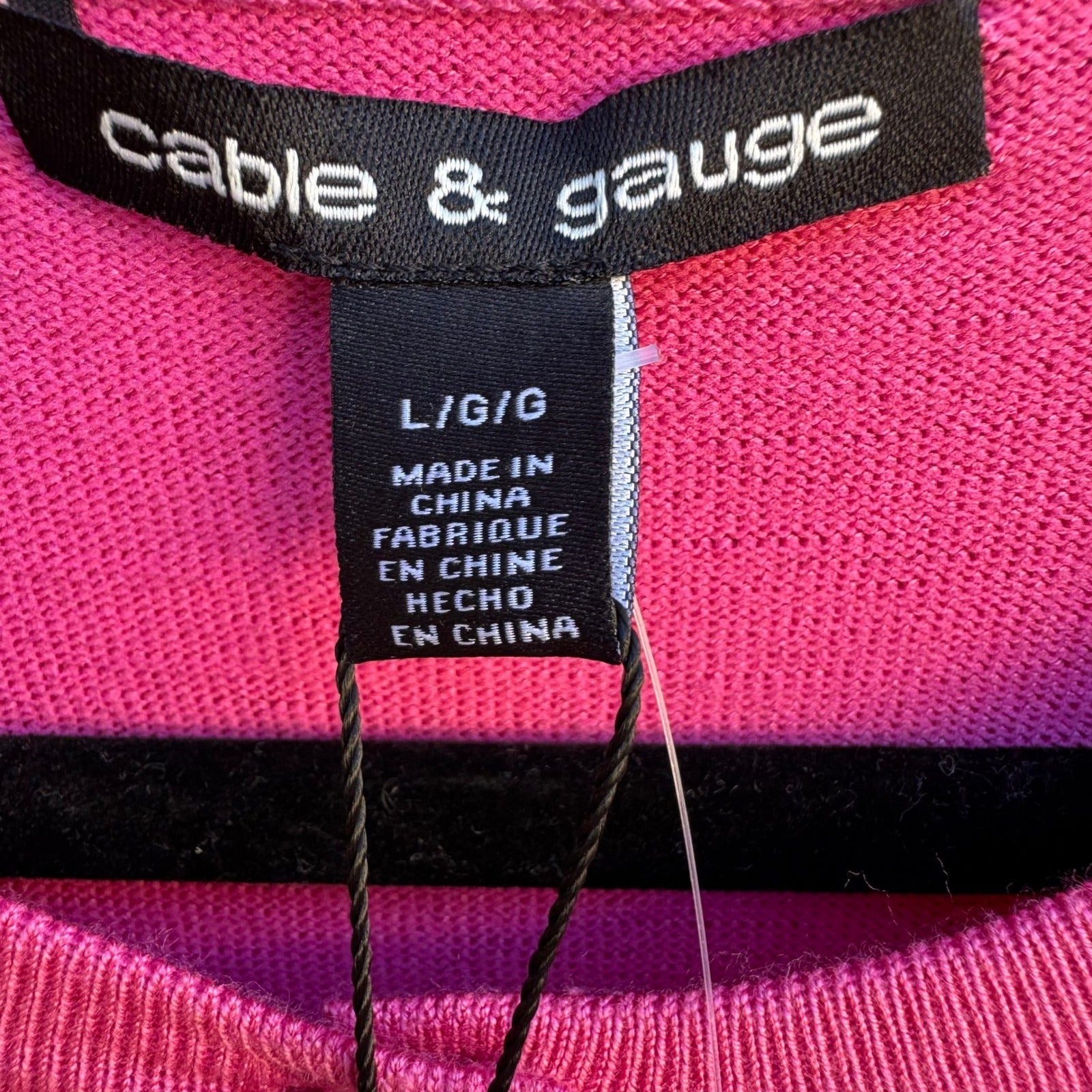 Cable & Gauge Barbiecore Textured Knit Button Front Cardigan Sweater Pink L NWT