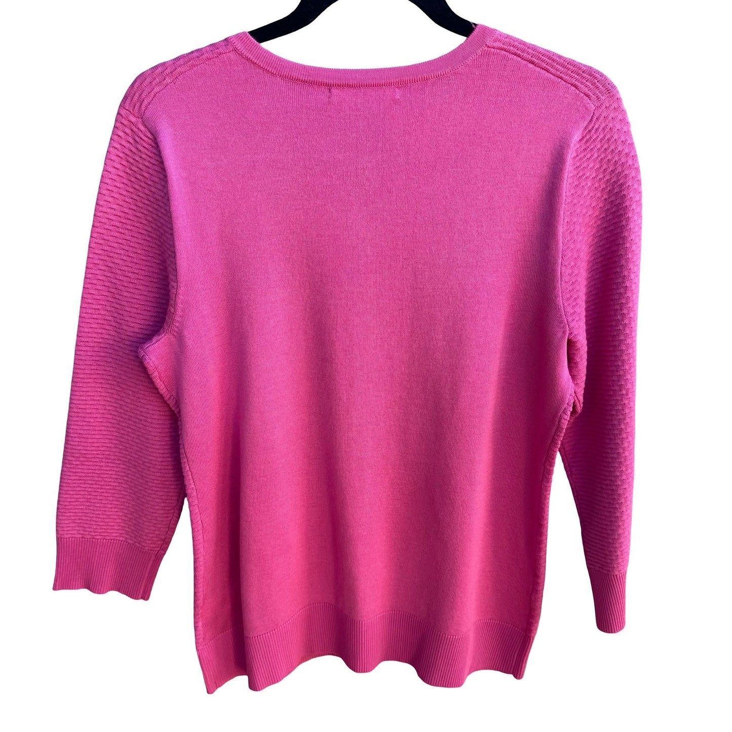 Cable & Gauge Barbiecore Textured Knit Button Front Cardigan Sweater Pink L NWT