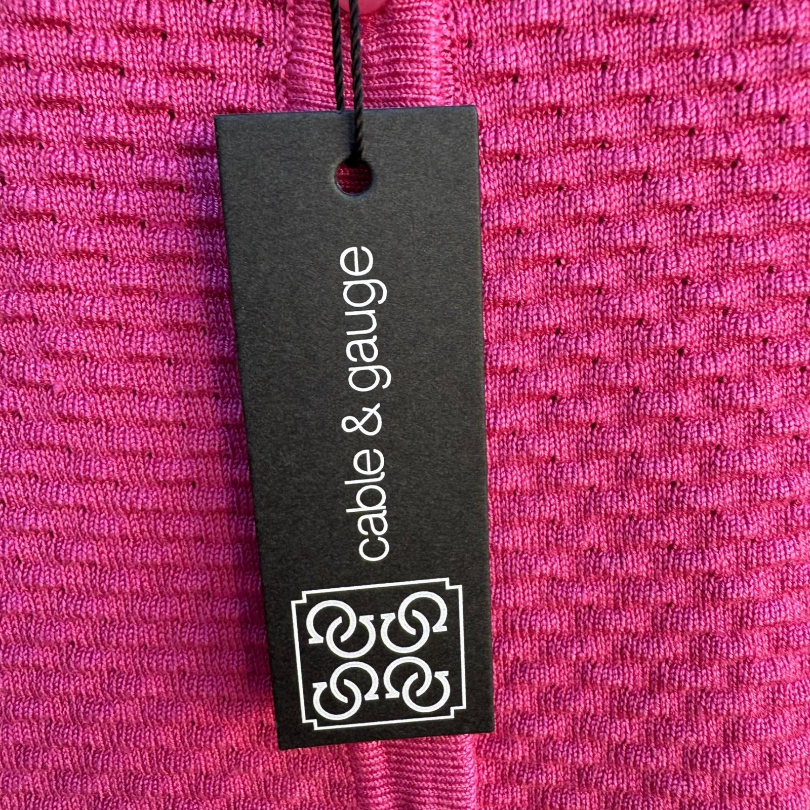 Cable & Gauge Barbiecore Textured Knit Button Front Cardigan Sweater Pink L NWT