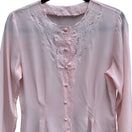 Switch Vintage Pastel Pink Embroidered Lace Blouse Long Sleeve Romantic Pintuck Top 2 image
