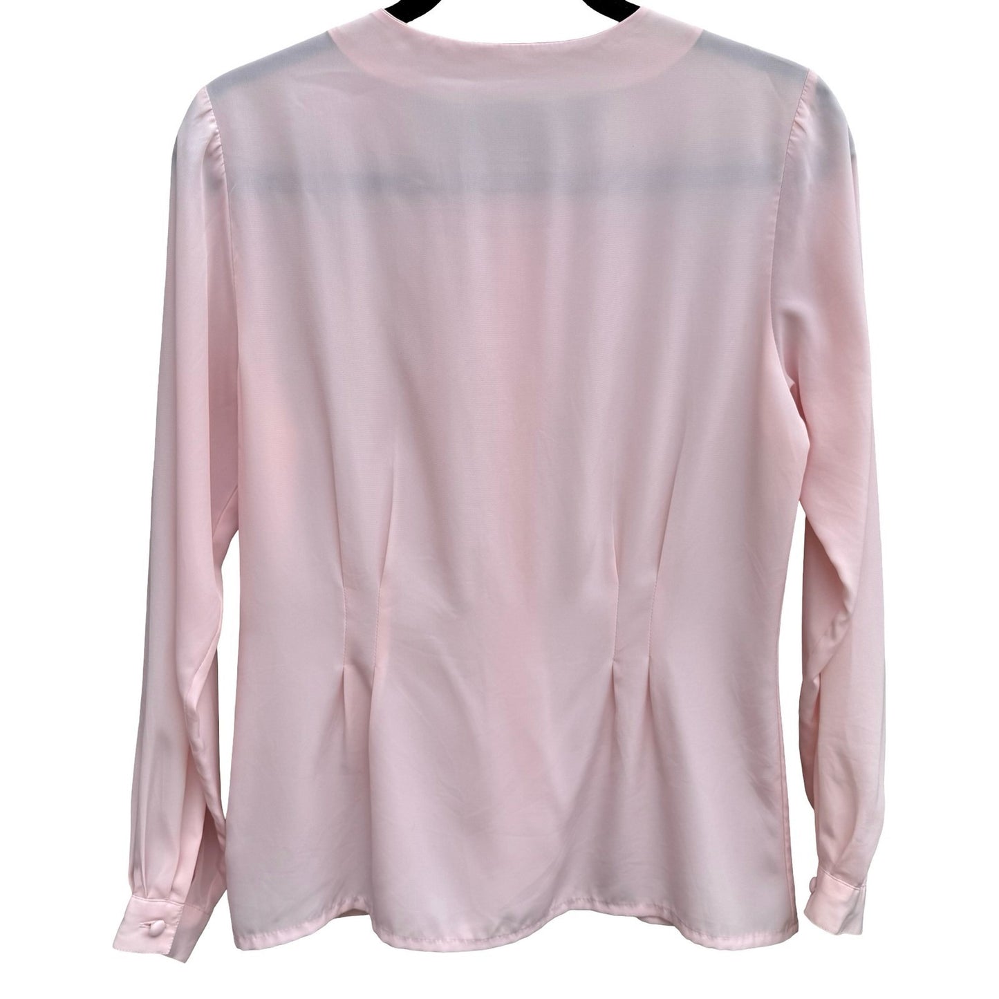 Vintage Pastel Pink Embroidered Lace Blouse Long Sleeve Romantic Pintuck Top
