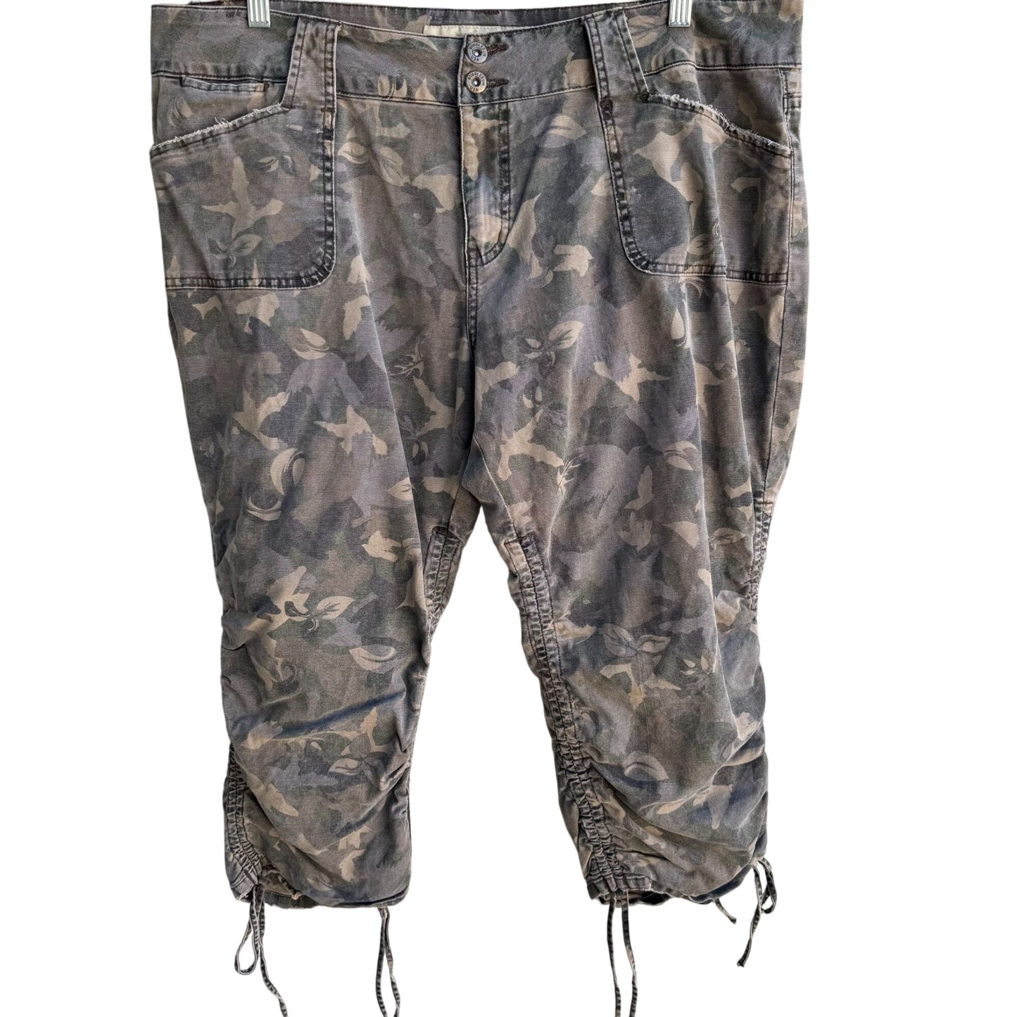 Bubblegum Vintage Y2K Womens Camouflage Drawstring Hem Cargo Capri Pants 20