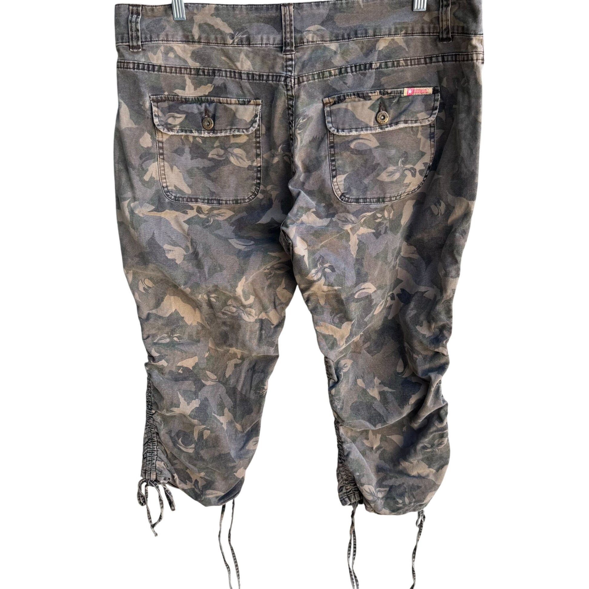 Bubblegum Vintage Y2K Womens Camouflage Drawstring Hem Cargo Capri Pants 20