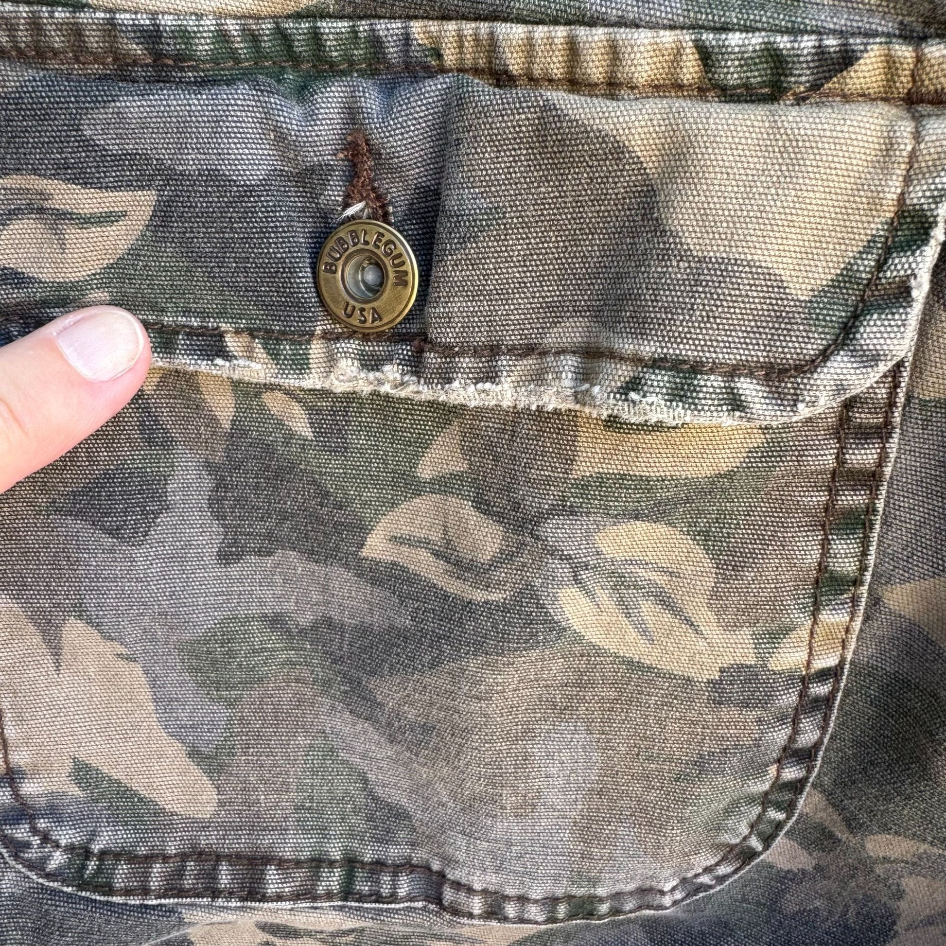 Bubblegum Vintage Y2K Womens Camouflage Drawstring Hem Cargo Capri Pants 20