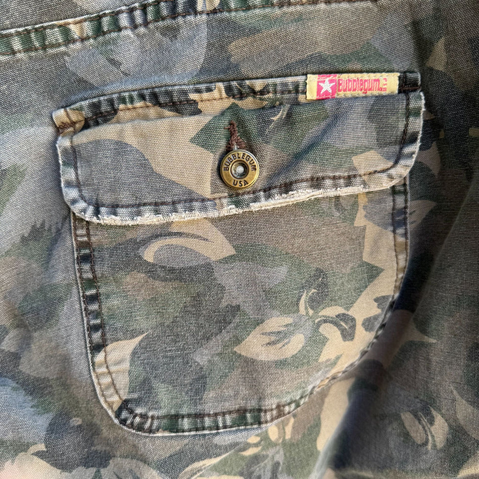 Bubblegum Vintage Y2K Womens Camouflage Drawstring Hem Cargo Capri Pants 20