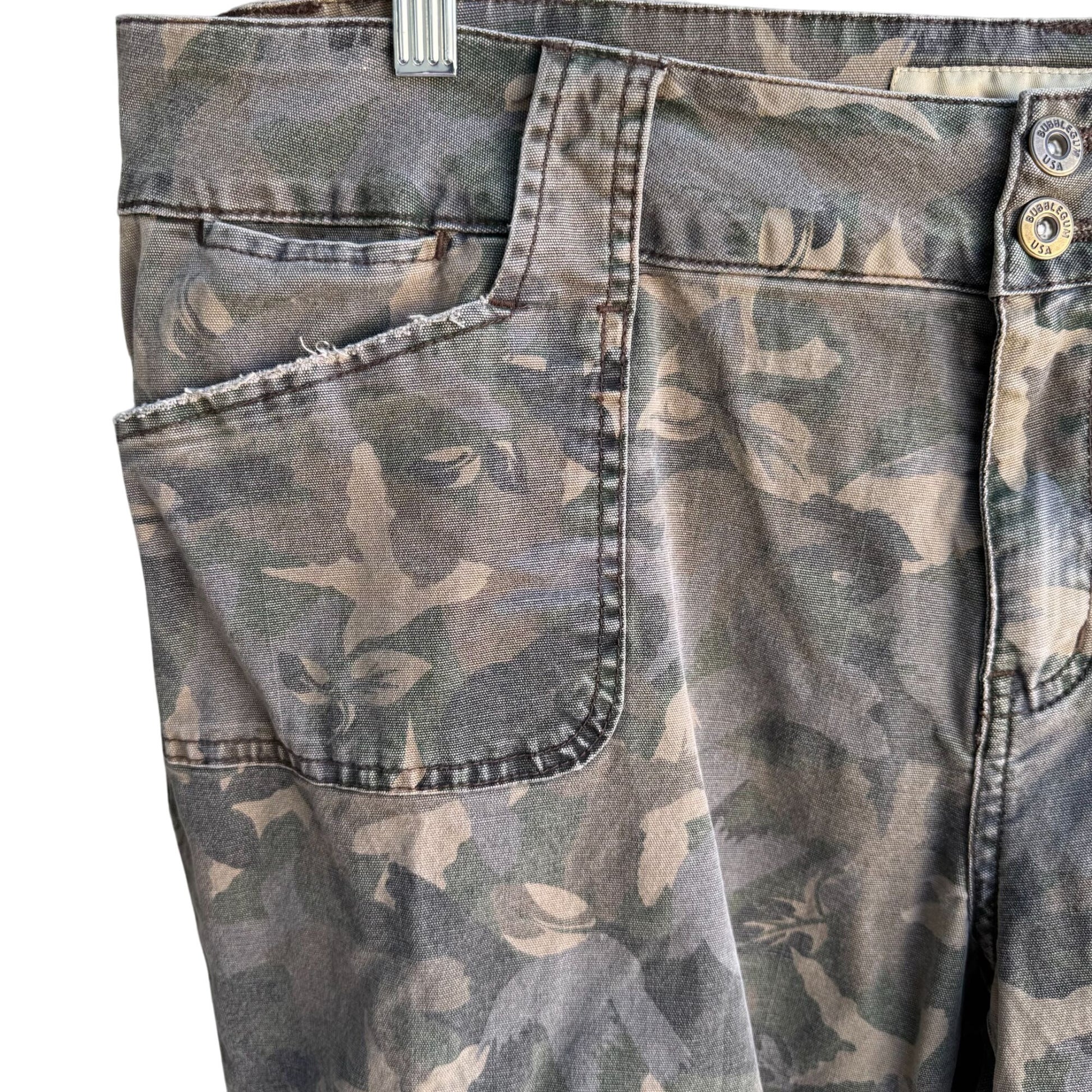 Bubblegum Vintage Y2K Womens Camouflage Drawstring Hem Cargo Capri Pants 20