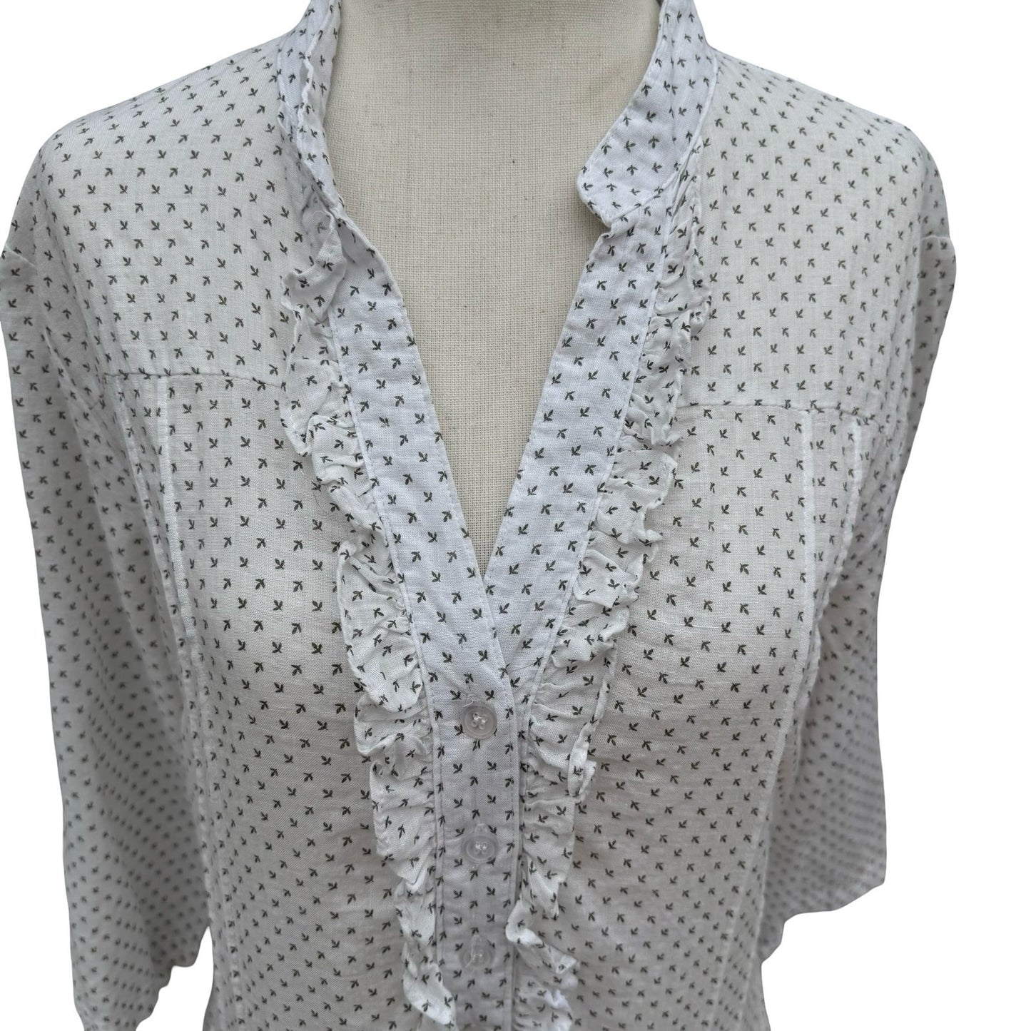Moon Collection White Ruffle Drop Waist Mini Dress Tunic M Coastal Boho Peasant