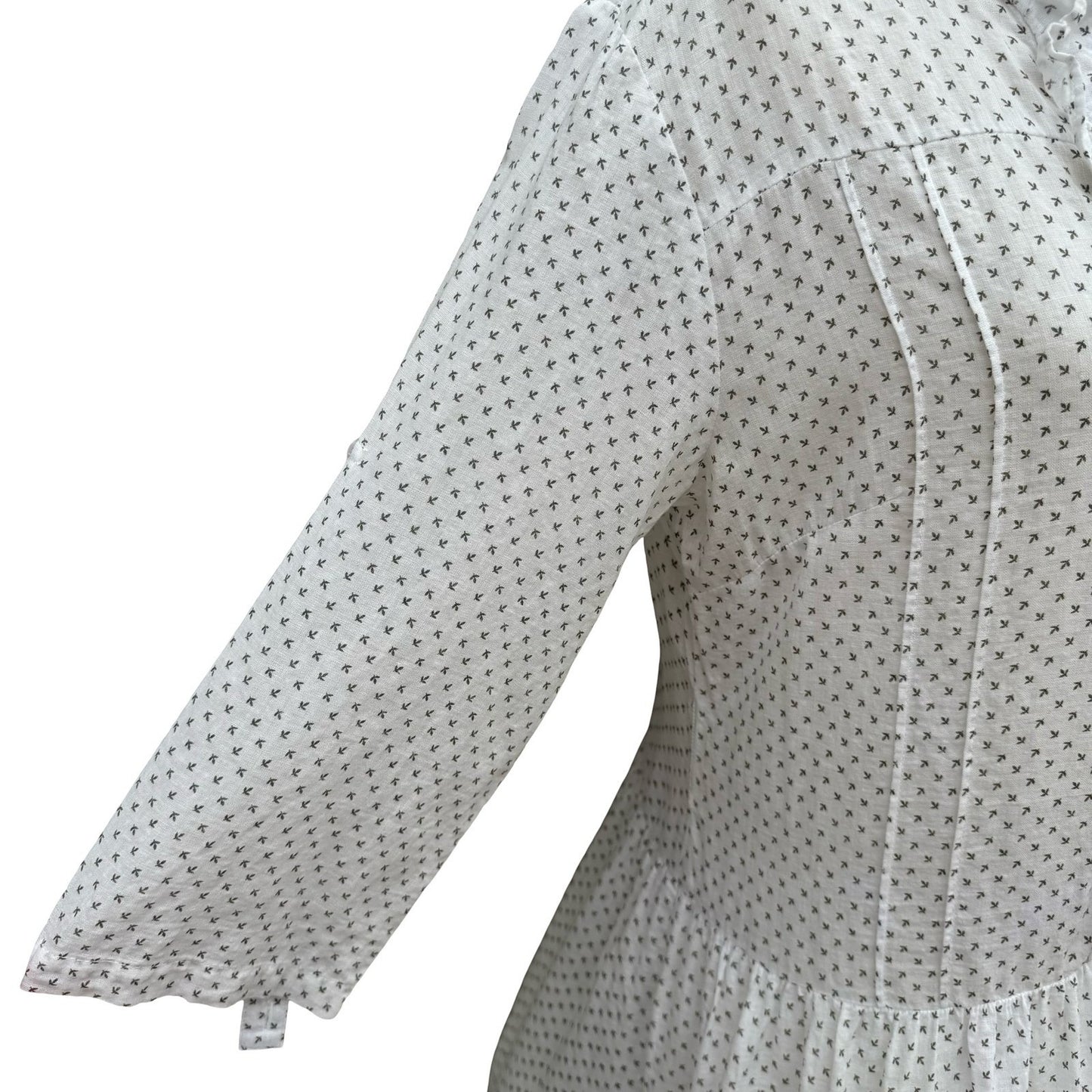 Moon Collection White Ruffle Drop Waist Mini Dress Tunic M Coastal Boho Peasant