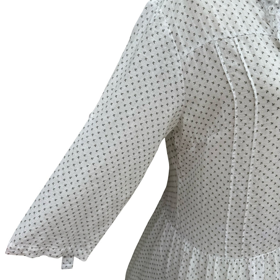Moon Collection White Ruffle Drop Waist Mini Dress Tunic M Coastal Boho Peasant