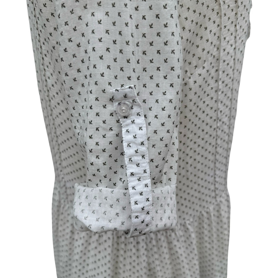 Moon Collection White Ruffle Drop Waist Mini Dress Tunic M Coastal Boho Peasant