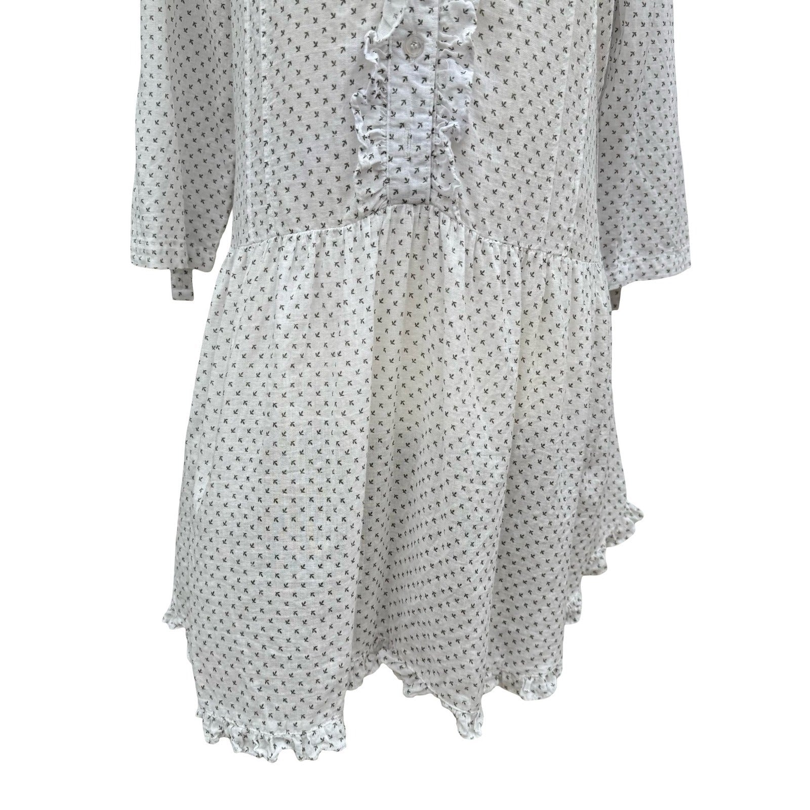 Moon Collection White Ruffle Drop Waist Mini Dress Tunic M Coastal Boho Peasant