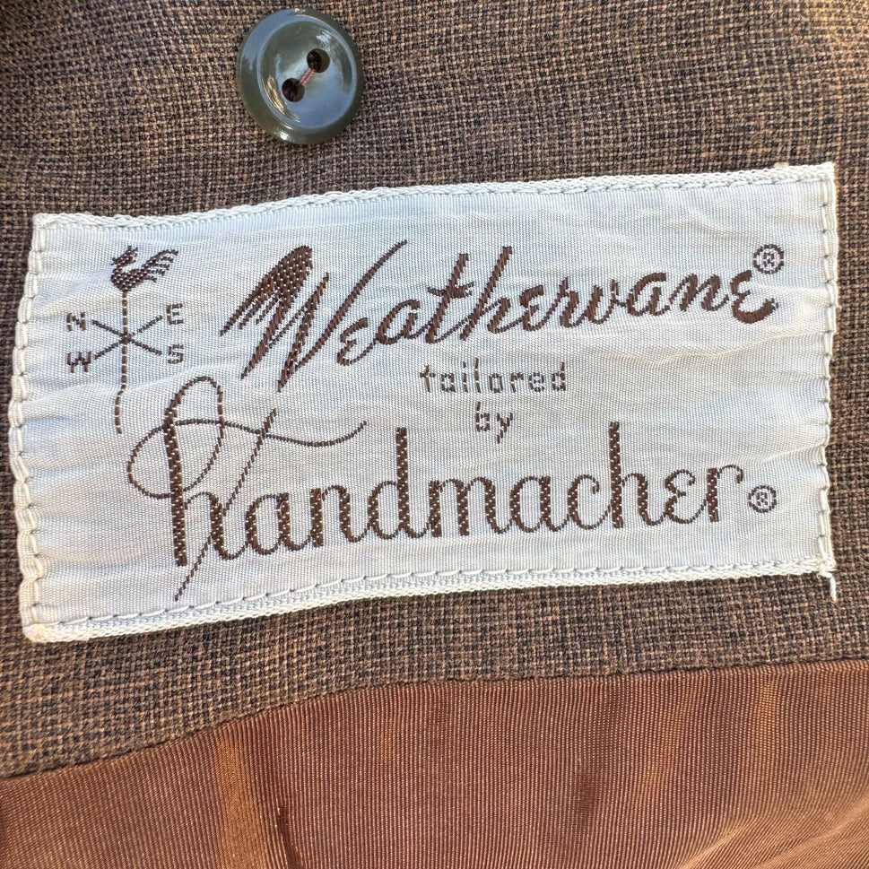 Weathervane Handmacher Vintage 50s 60s Brown Womens Button Jacket Skirt Suit Set