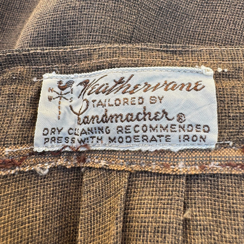Weathervane Handmacher Vintage 50s 60s Brown Womens Button Jacket Skirt Suit Set