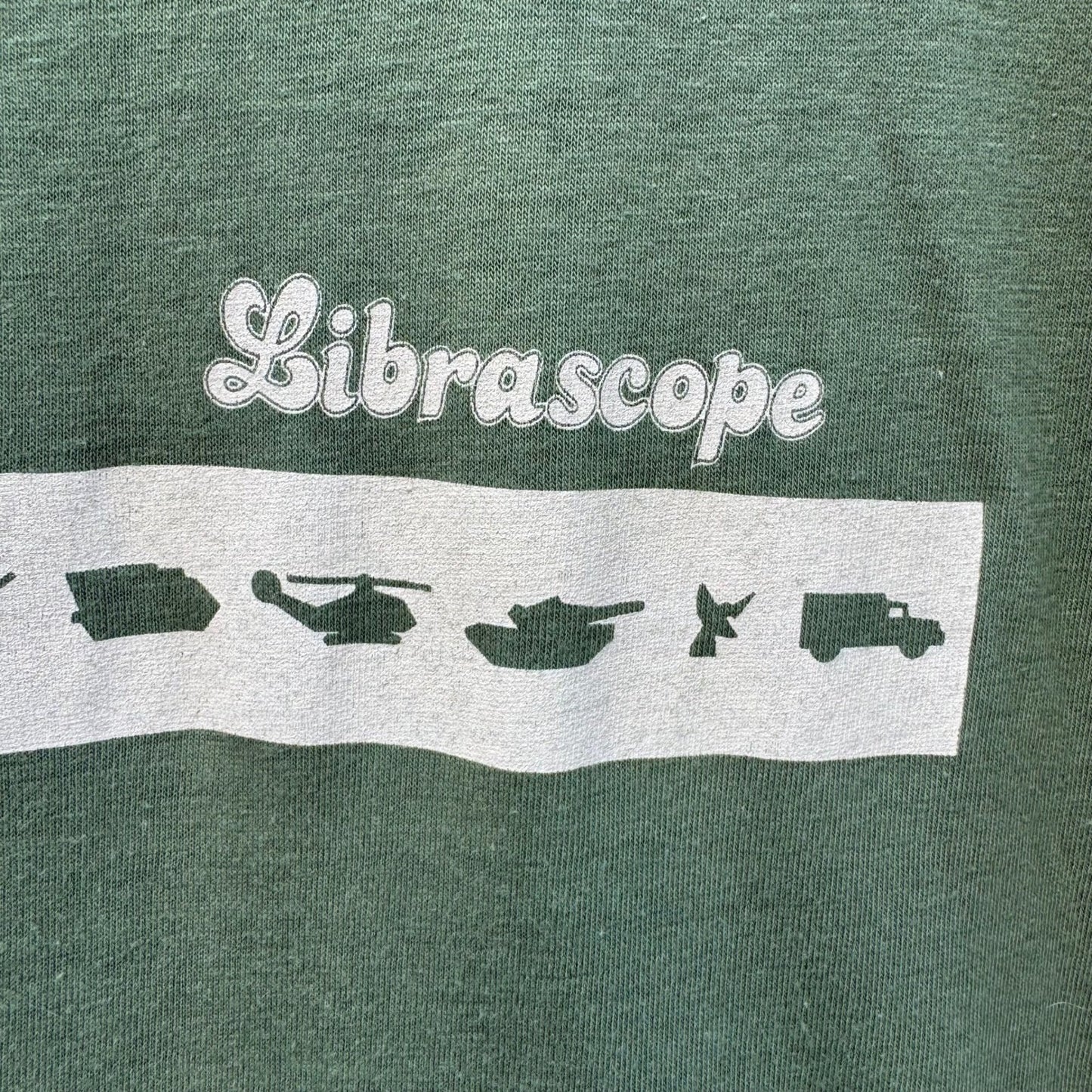 Librascope Vintage Military Tech T-Shirt Mens Small Olive Green Made in USA