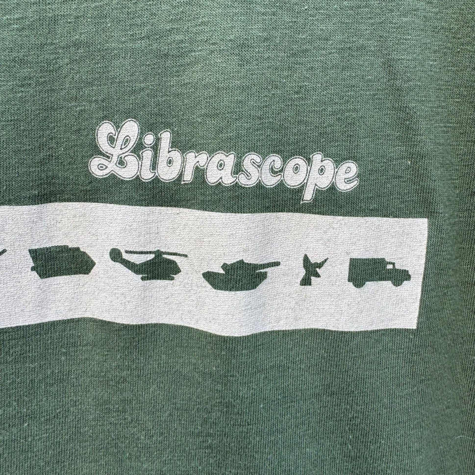 Librascope Vintage Military Tech T-Shirt Mens Small Olive Green Made in USA