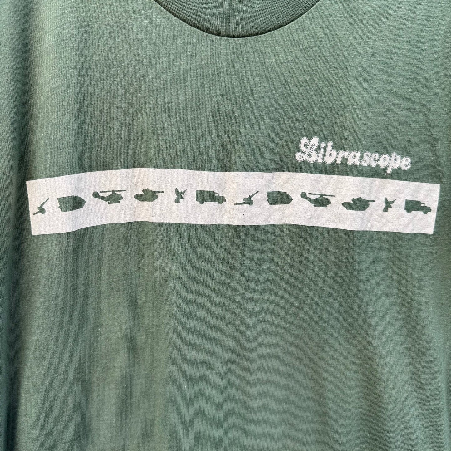 Librascope Vintage Military Tech T-Shirt Mens Small Olive Green Made in USA