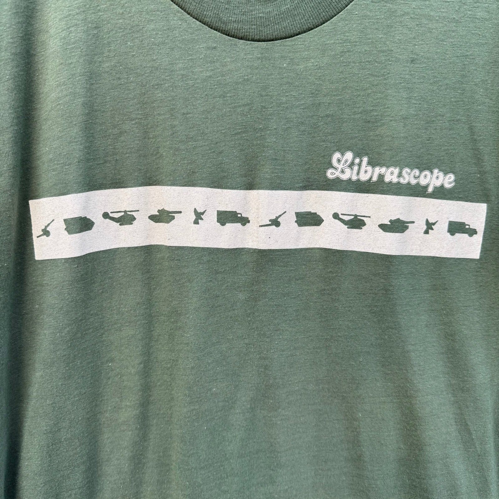 Librascope Vintage Military Tech T-Shirt Mens Small Olive Green Made in USA