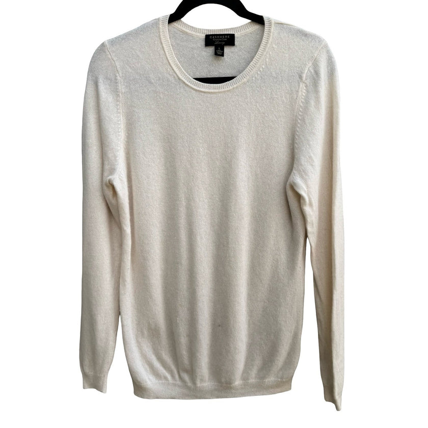 Charter Club Luxury Cashmere Old Money Preppy Minimalist Sweater Ivory Womens L