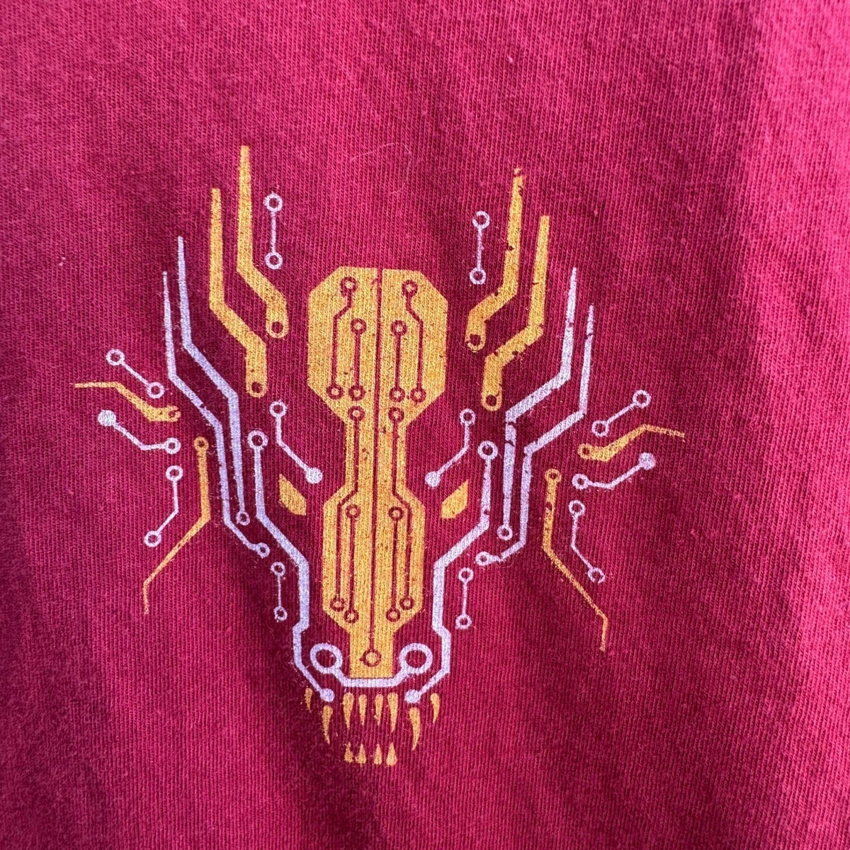 Story Spark Volt Dragon Cyberpunk Gamer Graphic T-Shirt Tech Geek Red Mens L