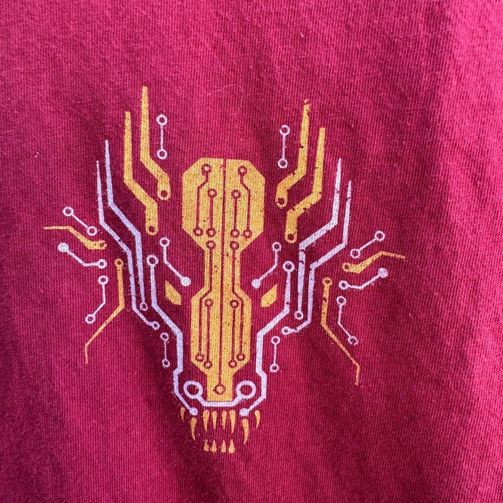 Story Spark Volt Dragon Cyberpunk Gamer Graphic T-Shirt Tech Geek Red Mens L