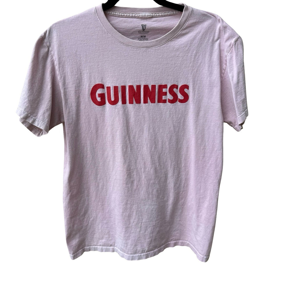 Guinness Lovely Day Graphic Irish Beer Horse Cart Graphic T-Shirt Pastel Pink M