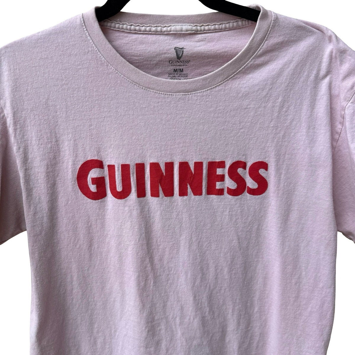 Guinness Lovely Day Graphic Irish Beer Horse Cart Graphic T-Shirt Pastel Pink M