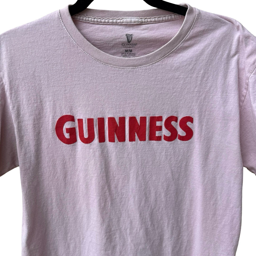 Guinness Lovely Day Graphic Irish Beer Horse Cart Graphic T-Shirt Pastel Pink M