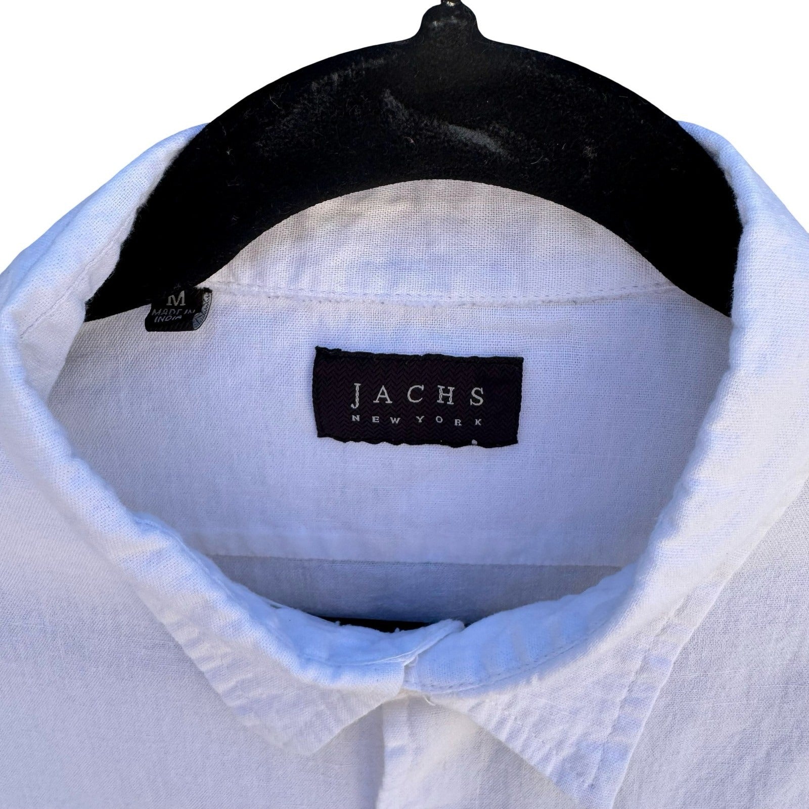 Jachs New York Linen Blend Coastal Minimalist Shirt Mens M White Resort Preppy