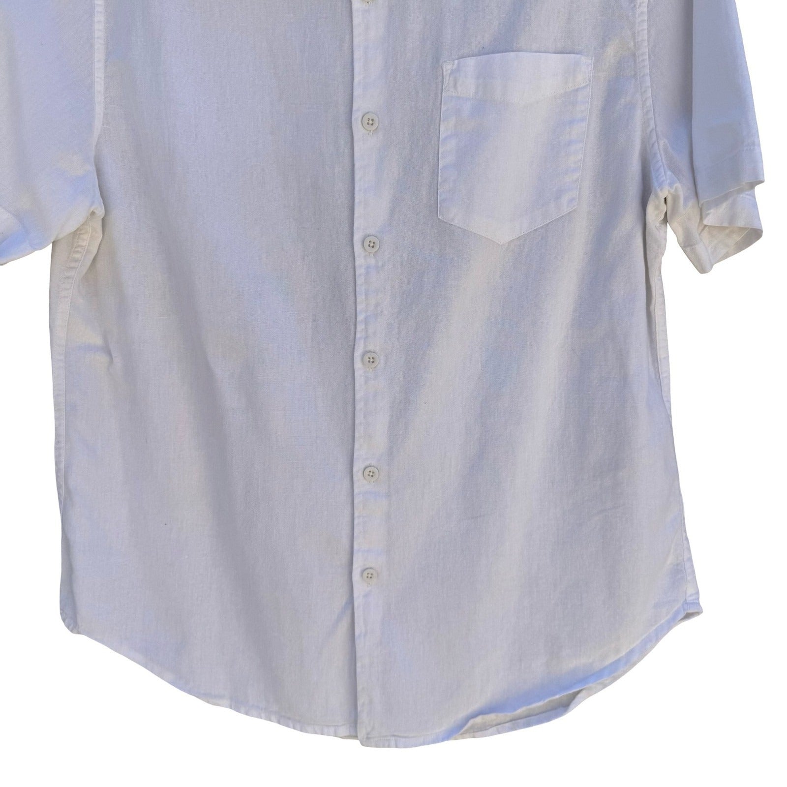 Jachs New York Linen Blend Coastal Minimalist Shirt Mens M White Resort Preppy