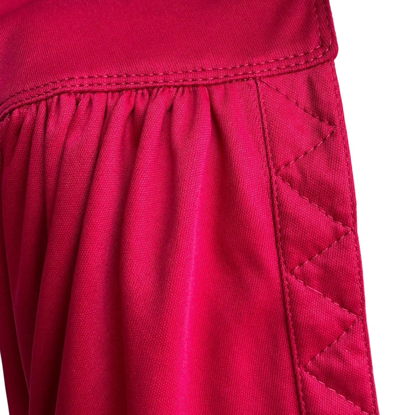 Vintage Womens Liquid Knit Red Sleeveless V Neck Elastic Tie Waist Midi Dress