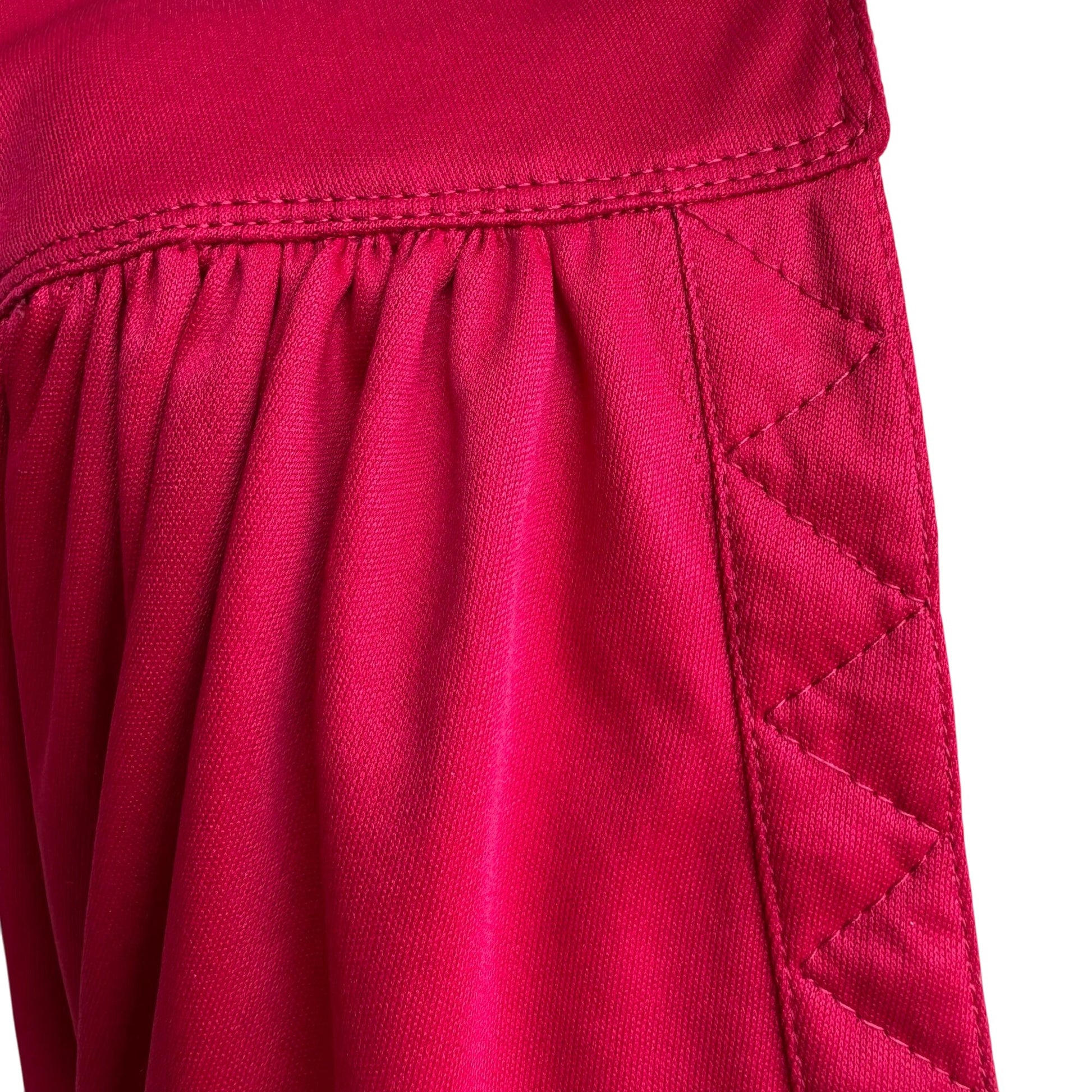 Vintage Womens Liquid Knit Red Sleeveless V Neck Elastic Tie Waist Midi Dress