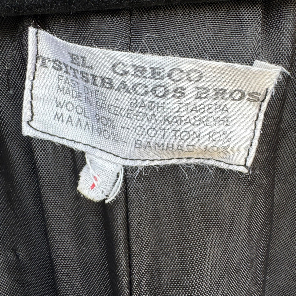 El Greco Tsitsibacos Bros Vintage Wool Greek Pattern Vest Black White Bohemian