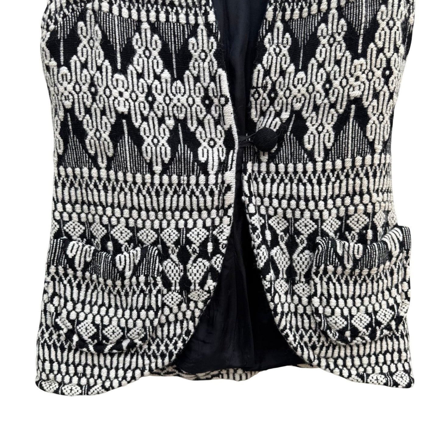 El Greco Tsitsibacos Bros Vintage Wool Greek Pattern Vest Black White Bohemian