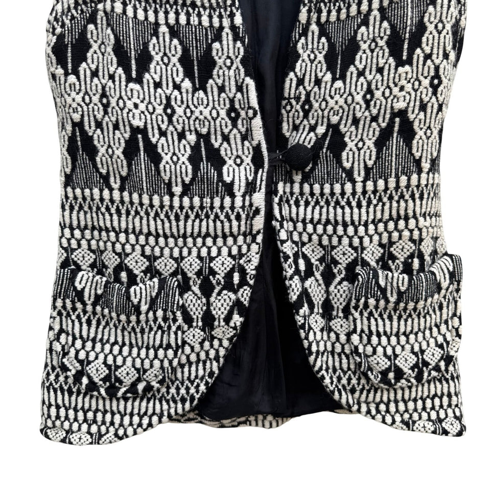 El Greco Tsitsibacos Bros Vintage Wool Greek Pattern Vest Black White Bohemian