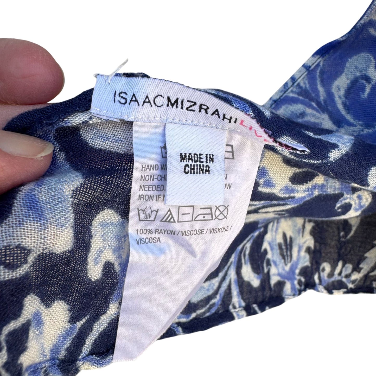 Isaac Mizrahi Womens Delft Blue Floral Boho Rectangle Old Money Scarf Wrap Shawl
