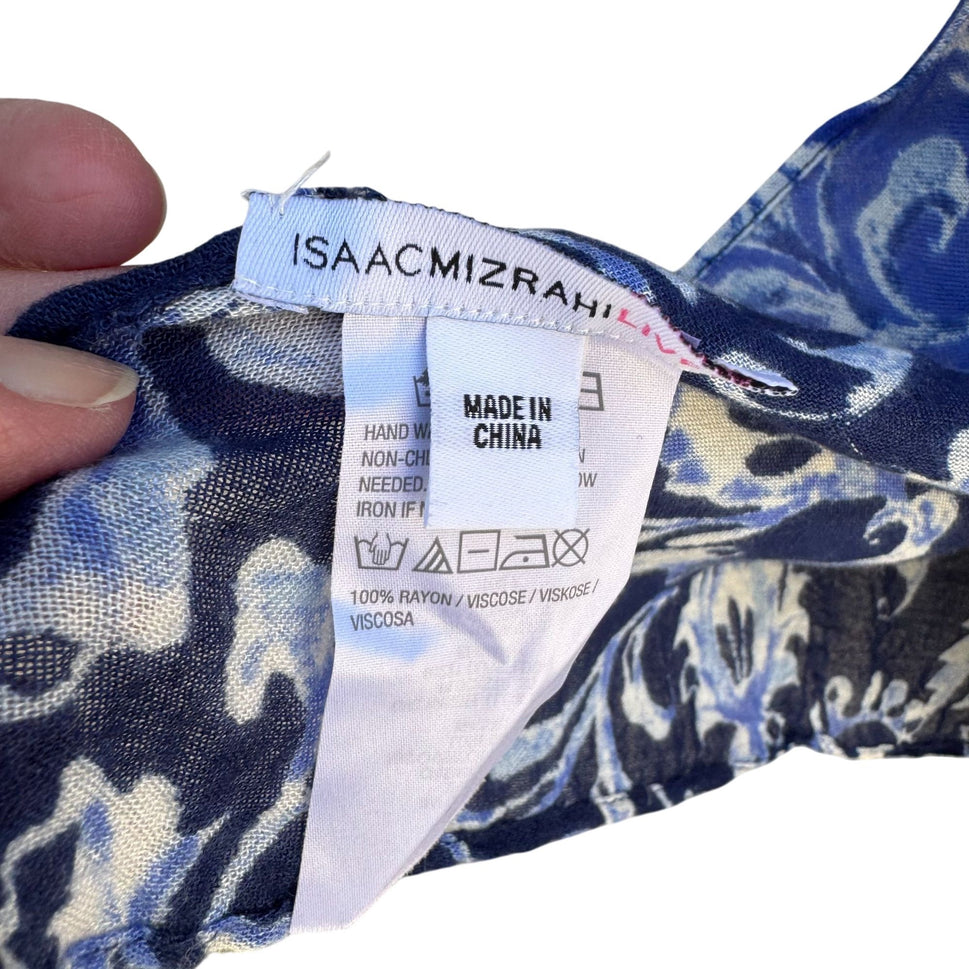 Isaac Mizrahi Womens Delft Blue Floral Boho Rectangle Old Money Scarf Wrap Shawl