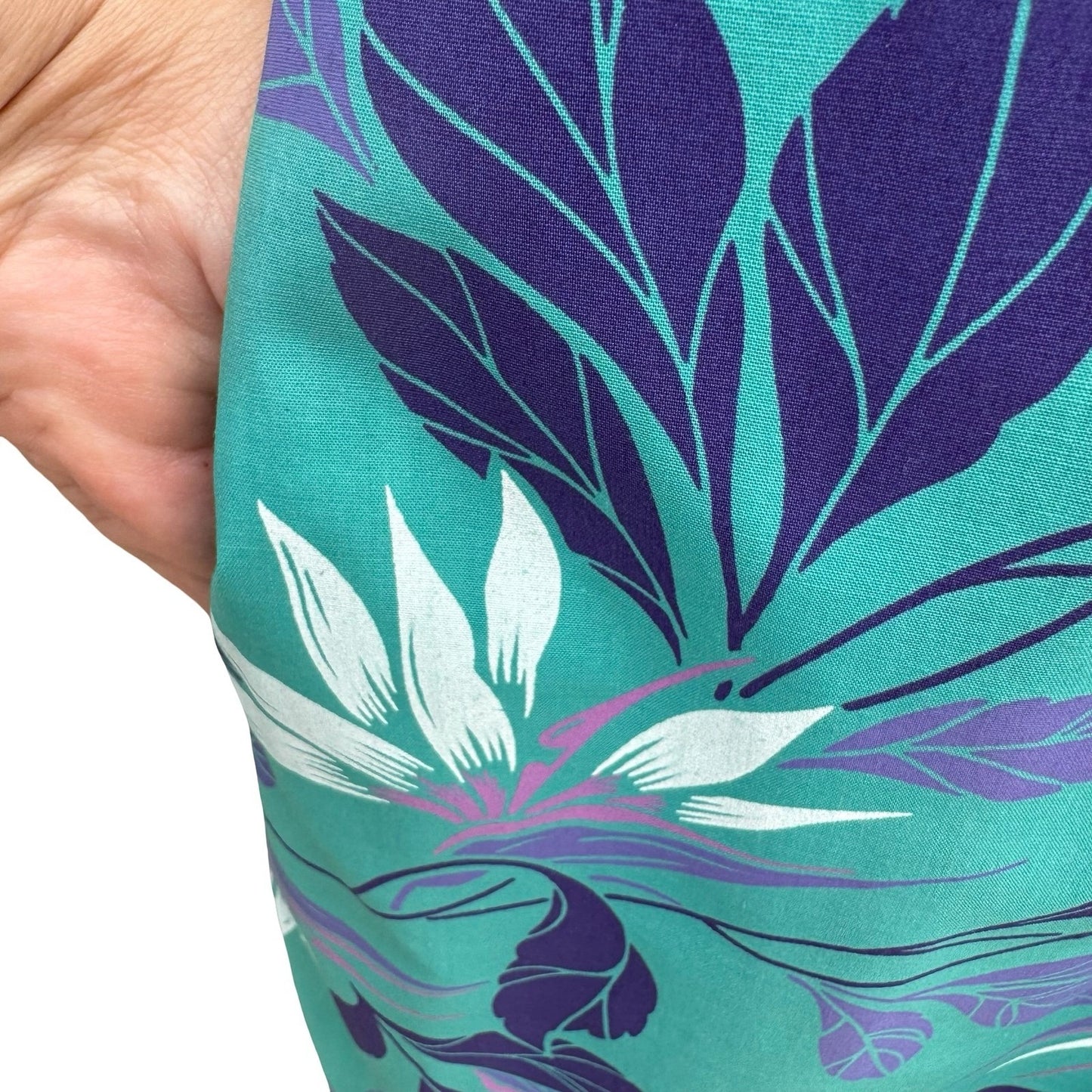 Hilo Hattie Teal Purple Floral Ruffle Muumuu Maxi Dress Made in Hawaii 676 Sze 6