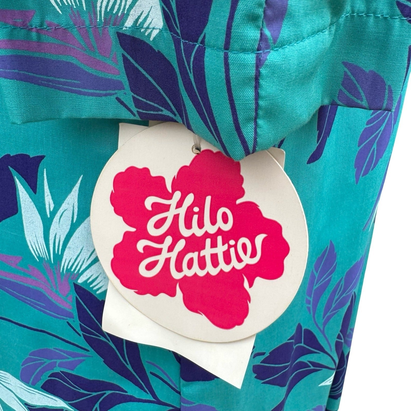 Hilo Hattie Teal Purple Floral Ruffle Muumuu Maxi Dress Made in Hawaii 676 Sze 6