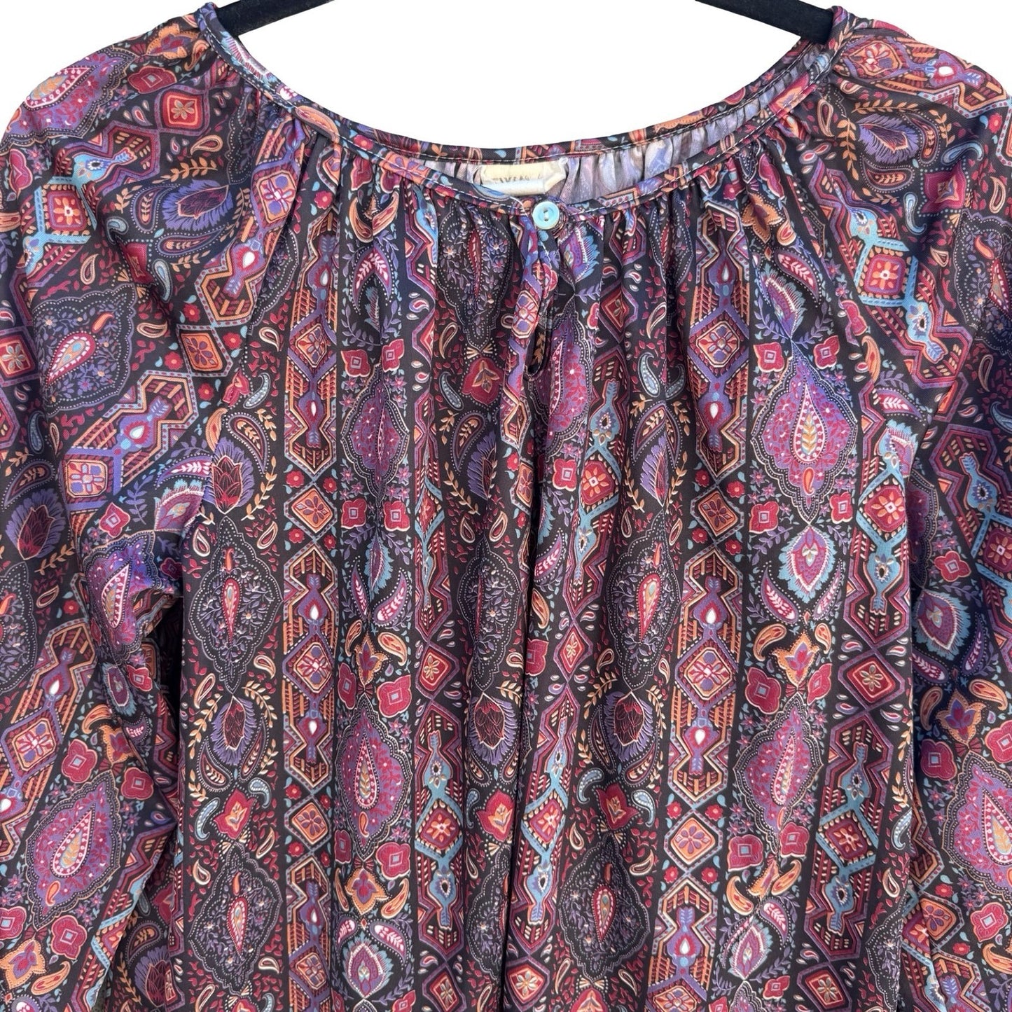 New Way Vintage 70s Boho Paisley Peasant Blouse Hippie Cottagecore M Grannycore
