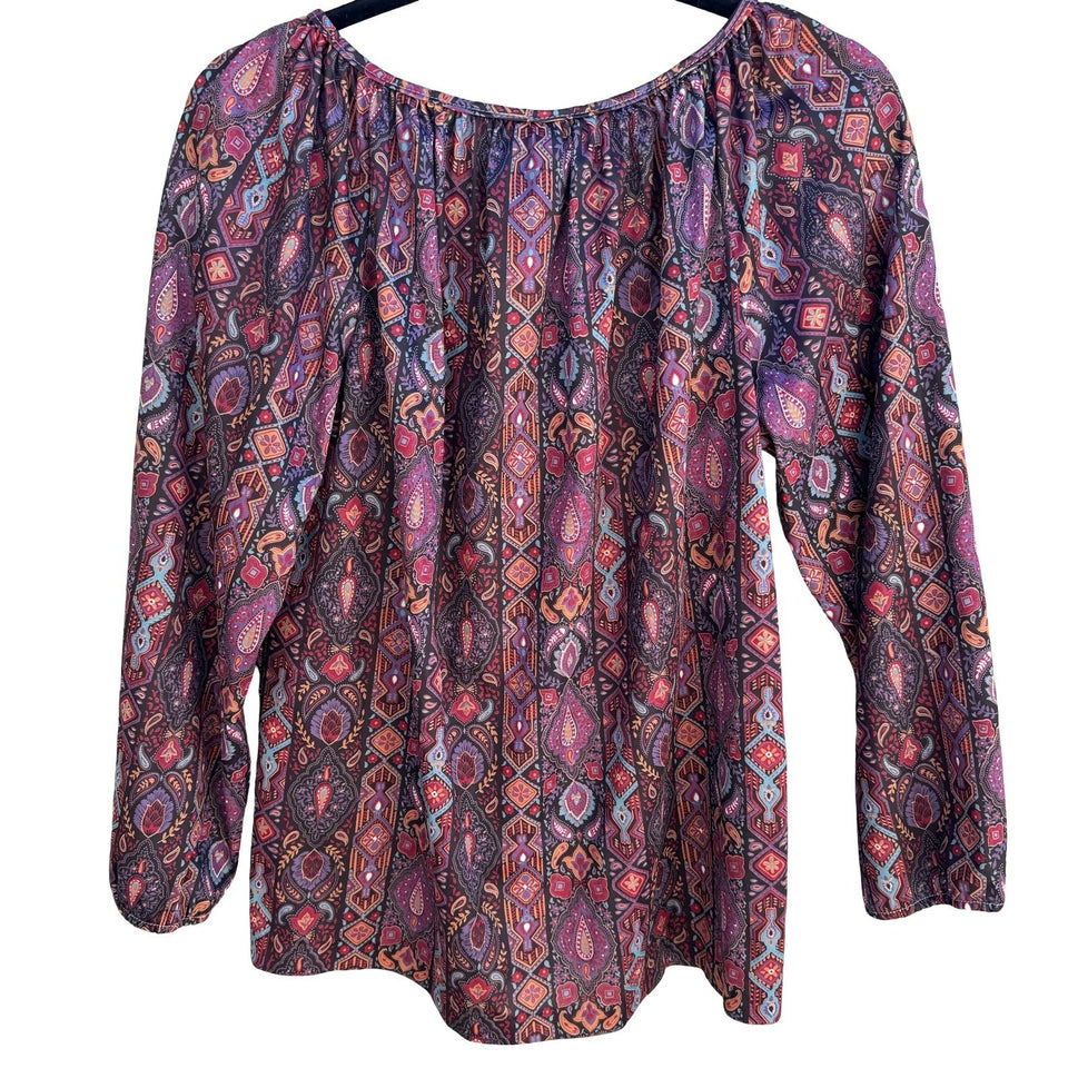 New Way Vintage 70s Boho Paisley Peasant Blouse Hippie Cottagecore M Grannycore