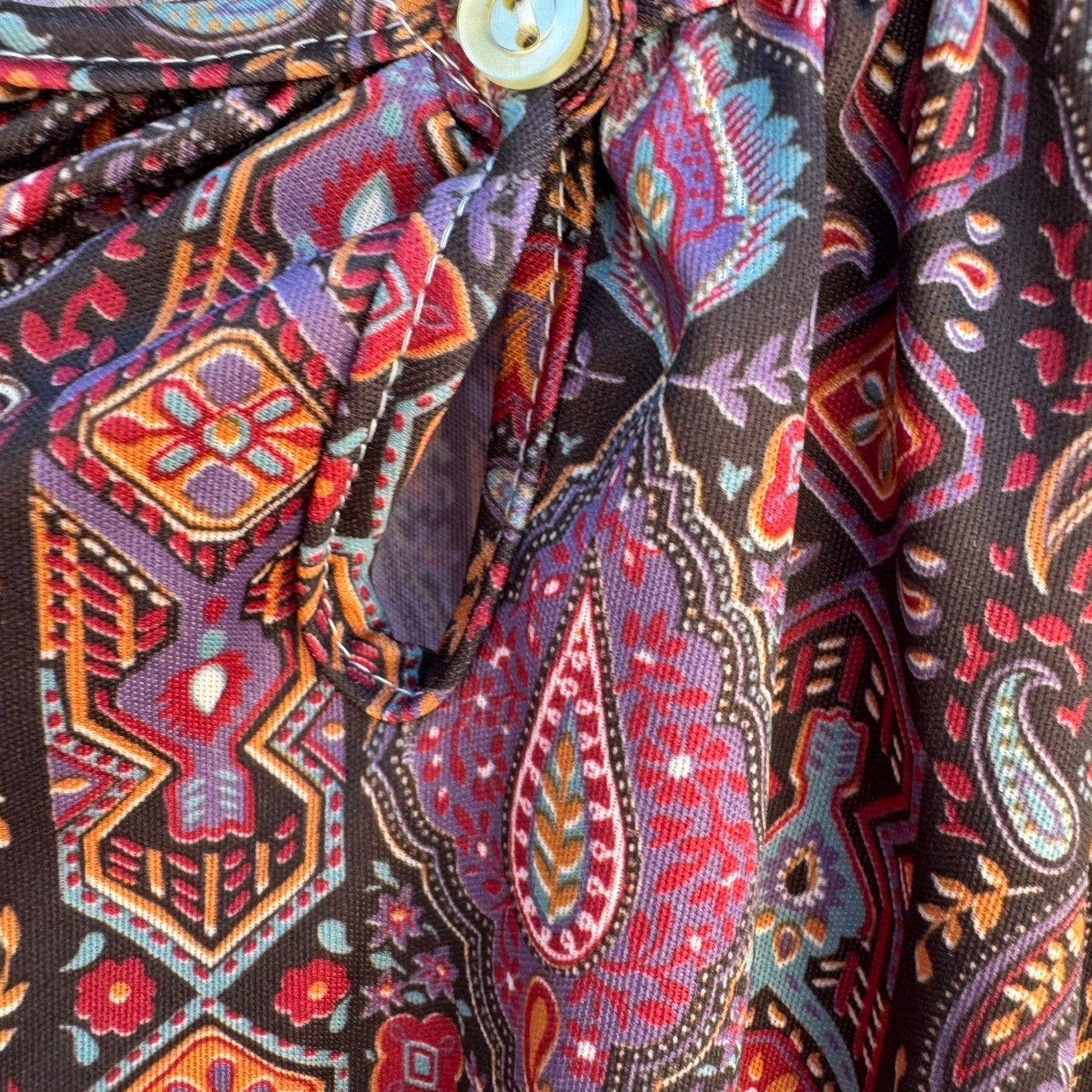 New Way Vintage 70s Boho Paisley Peasant Blouse Hippie Cottagecore M Grannycore