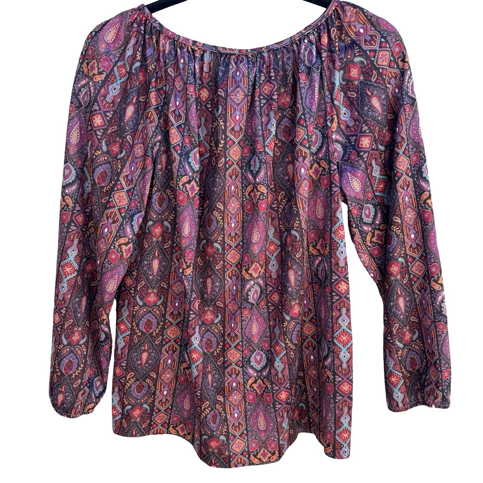 New Way Vintage 70s Boho Paisley Peasant Blouse Hippie Cottagecore M Grannycore