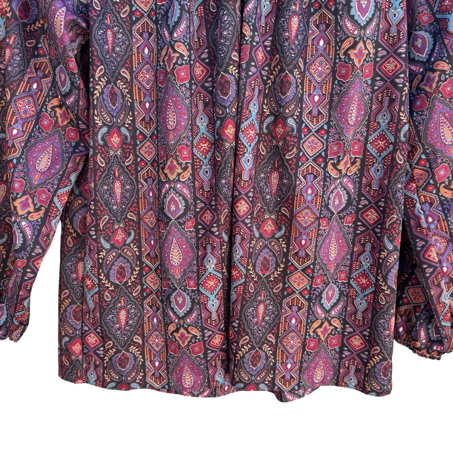 New Way Vintage 70s Boho Paisley Peasant Blouse Hippie Cottagecore M Grannycore