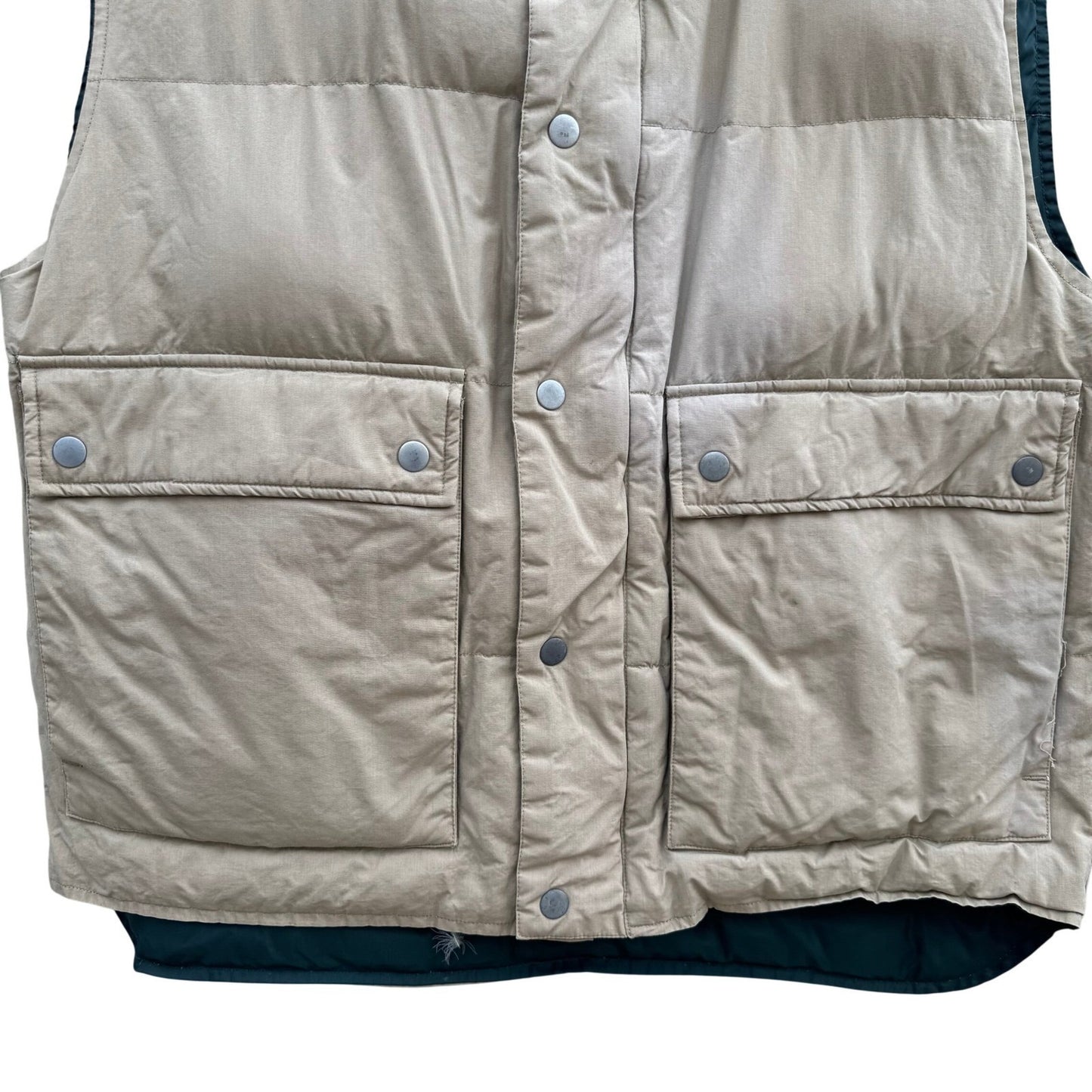 Woodlake Vintage Mens M Tan Puffer Goose Down Vest Gorpcore Utility Outdoor Warm