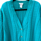 Switch Carriage Court Vintage Womens Turquoise Cable Knit Cottage Cardigan Sweater L 2 image